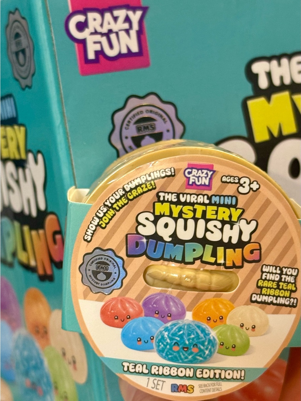 RMS Teal Ribbon Mystery Squishy Dumpling Crazy Fun Mini Teal Ribbon Edition Mini
